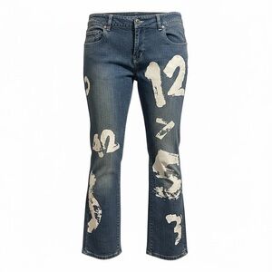 Evisu Blue Denim Jeans with Bold White Numbers